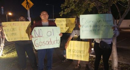 Protesta por reanudación de obras del booster del gasoducto Mayakan en Umán