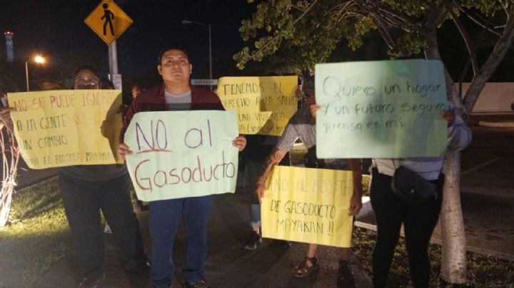 Protesta por reanudación de obras del booster del gasoducto Mayakan en Umán