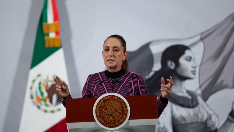 Claudia Sheinbaum Pardo, presidenta de México, durante conferencia de prensa en Palacio Nacional.