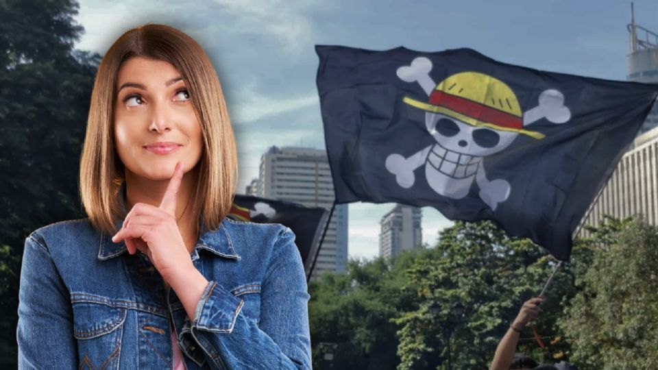 El diseño es simple pero contundente: un cráneo sonriente con un sombrero de paja sobre dos huesos cruzados.