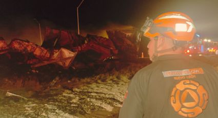 Incendio de tráiler en la autopista Monterrey–Nuevo Laredo causa movilización en Sabinas Hidalgo