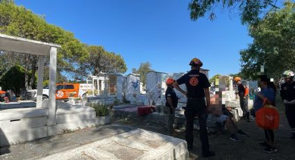 Accidente en panteón de Guadalupe deja a hombre lesionado tras colapso de tumba