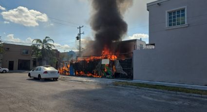 Se incendia taller mecánico en la colonia Los Cristales en Guadalupe