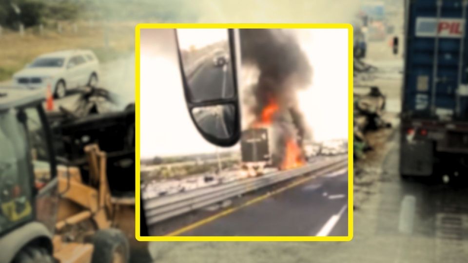 El incidente comenzó cuando uno de los camiones de carga perdió el control, impactó la barra central de contención e invadió el carril contrario.