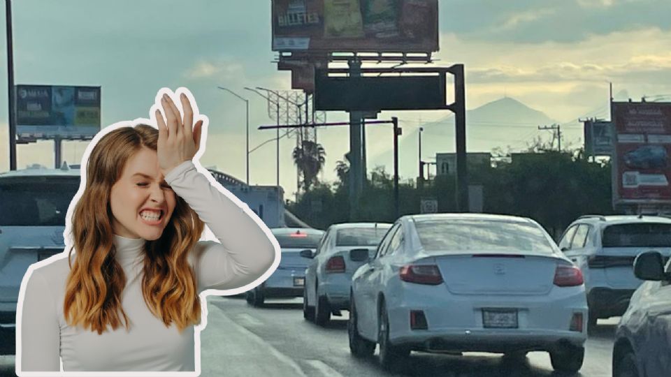 Autoridades recomiendan salir con anticipación debido al tráfico hacia el Aeropuerto de Monterrey provocado por lluvia, obras y un accidente vehicular.