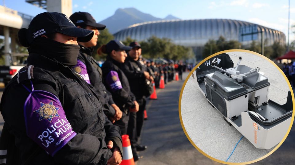 Drones de la Policía de Guadalupe realizarán vigilancia aérea alrededor del Estadio BBVA durante el operativo especial por el partido Monterrey–América.