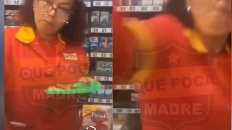 Cajera del Oxxo golpea a usuario mientras la señala de no querer hacerle un retiro