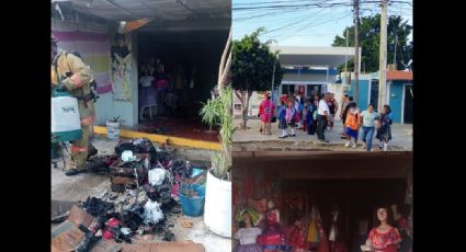 Incendio de local de ropa ocasiona evacuación preventiva en escuela primaria de Mérida