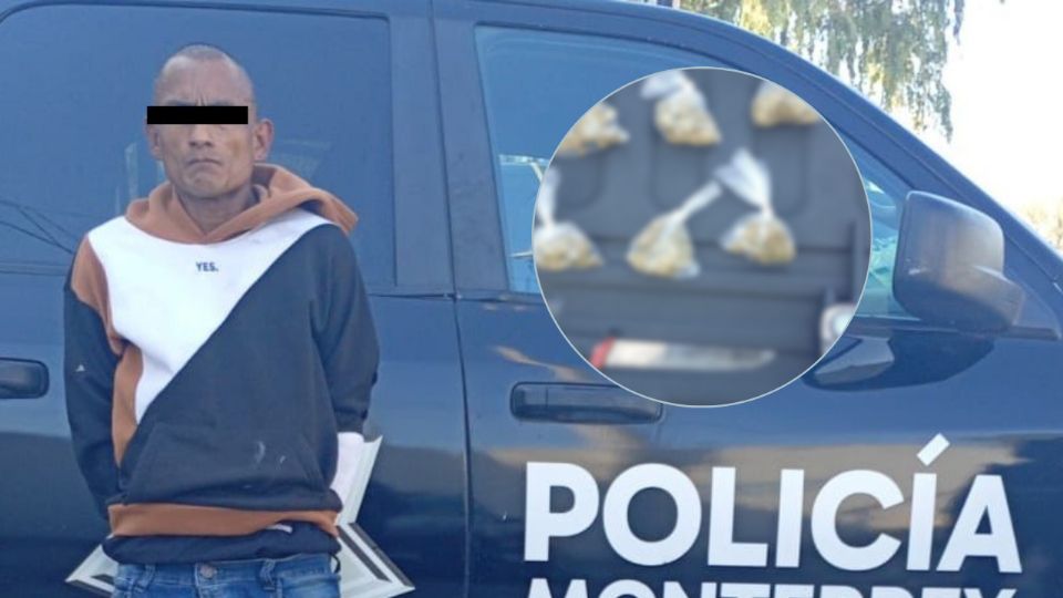 Alberto D. fue detenido en Monterrey con mariguana, cuchillo y radiofrecuencia; además, tenía orden de aprehensión por homicidio.