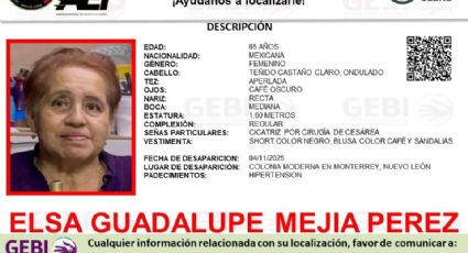 Piden ayuda para localizar a Elsa Guadalupe Mejía Pérez, vista por última vez en la colonia Moderna