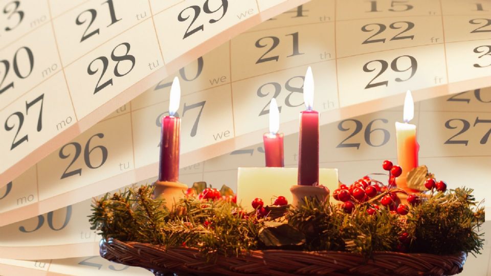 Corona de Adviento tradicional con velas moradas, rosa y blanca. Su encendido semanal guía la preparación espiritual para la Navidad.