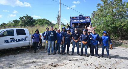 Servilimpia realiza operativo de limpieza en la comisaría de Cholul.