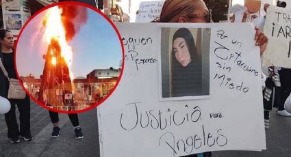 VIDEO | Queman árbol navideño durante marcha por el asesinato de Ángeles Esquivel en Michoacán