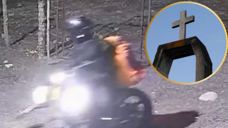 Cámaras de seguridad captaron al presunto responsable huyendo en motocicleta tras robar la campana histórica de la iglesia de Los Arroyos.