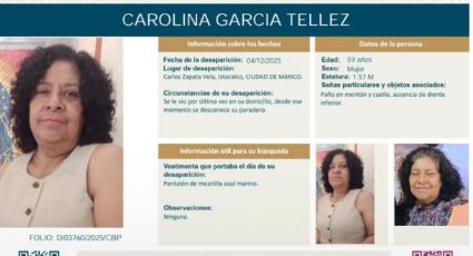 Piden apoyo ciudadano para localizar a Carolina García Téllez, desaparecida en Iztacalco
