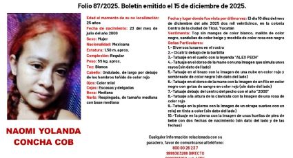 Naomi Concha desaparecida y hallada sin vida en Ticul