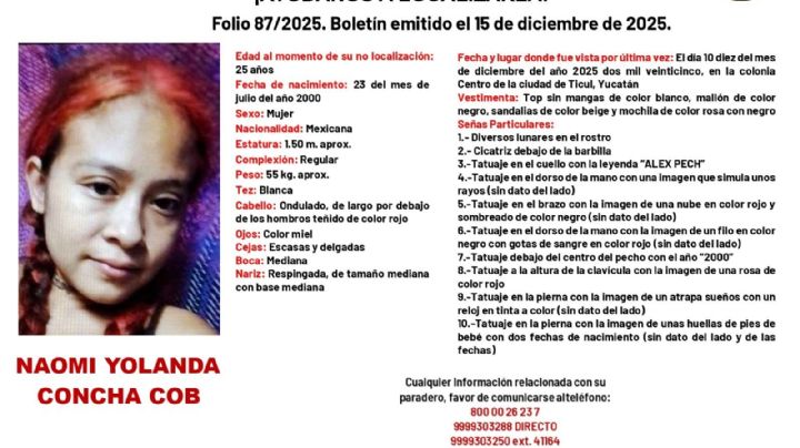 Naomi Concha desaparecida y hallada sin vida en Ticul