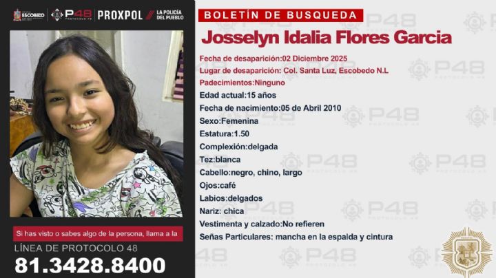Desaparece adolescente de 15 años en Escobedo