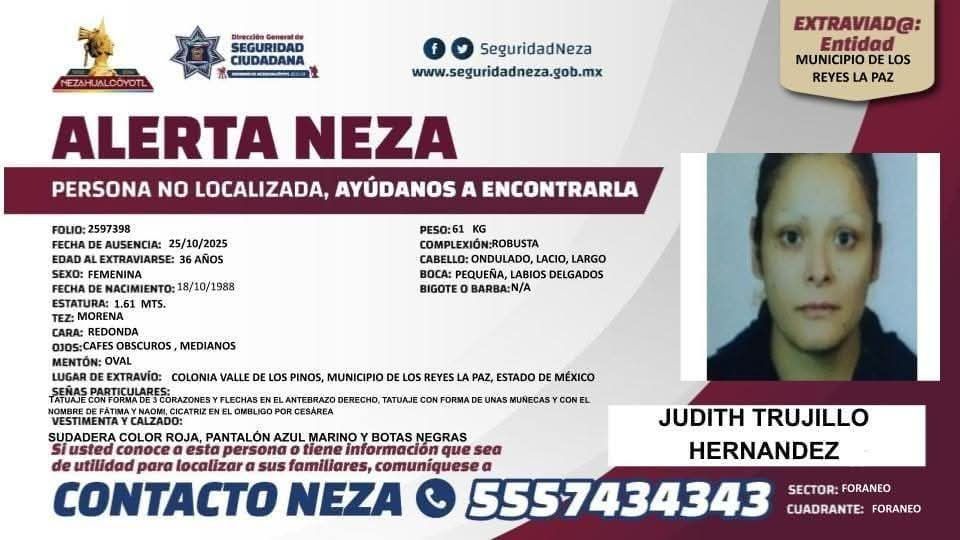 La mujer de 36 años de edad, fue vista por última vez el 25 de noviembre.