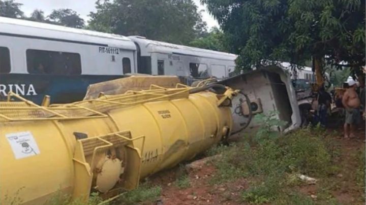 Tren Interoceánico choca con pipa en Chiapas; no hubo personas lesionadas