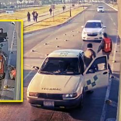 VIDEO | Soldado termina prensado entre dos taxis en accidente de auto en base aérea de Santa Lucía