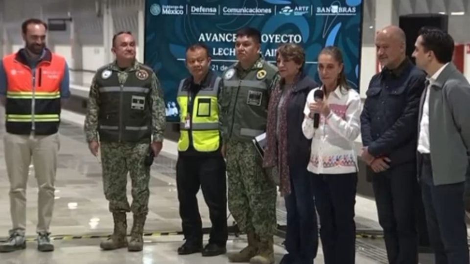 La presidenta Claudia Sheinbaum supervisa los avances del Tren Lechería-AIFA.