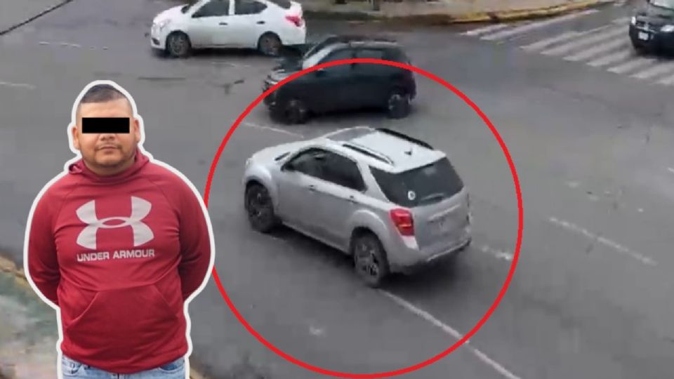 Momento en que oficiales de Monterrey aseguran la camioneta con reporte de robo en el Centro de la ciudad.