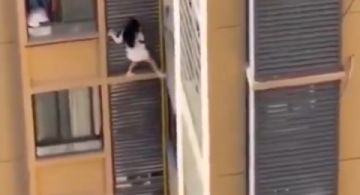 VIDEO | ¡De película! Amante escapa del piso 13 de un edificio y su huida se hace viral