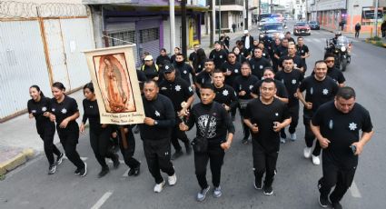Policías de Monterrey realizan la Carrera de la Rosa de Plata al Santuario de la Virgen de Guadalupe