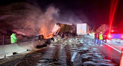 Choque múltiple en la autopista Monterrey–Saltillo deja tres heridos y provoca incendio de tráiler