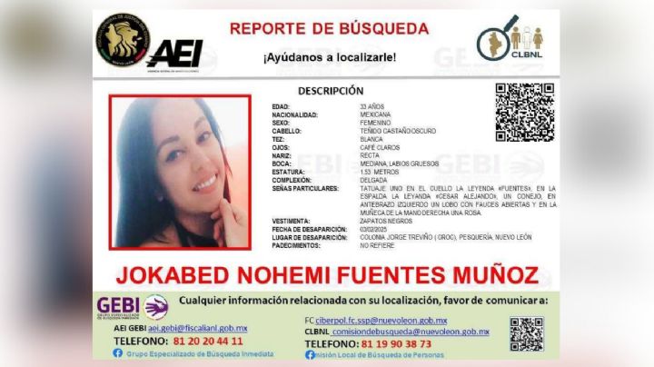 Buscan a Jokabed Nohemí Fuentes Muñoz; desapareció en Pesquería hace una semana