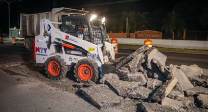 Realiza Monterrey reparaciones en la Carretera Nacional durante la madrugada