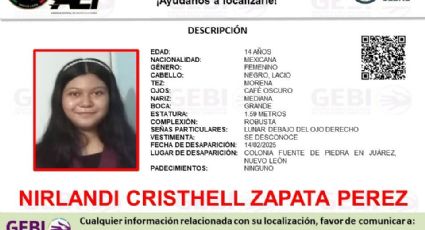 Desaparece Nirlandi Cristhell de 14 años en Juárez; piden apoyo para localizarla