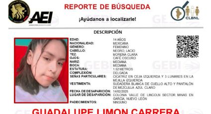 Buscan a Guadalupe Limón Carrera, desapareció en García