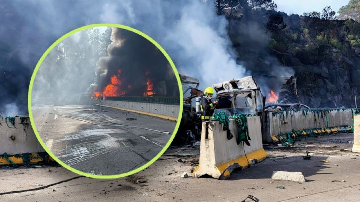 Accidente en la México-Puebla: Imágenes tras carambola e incendio de pipa (videos y fotos)