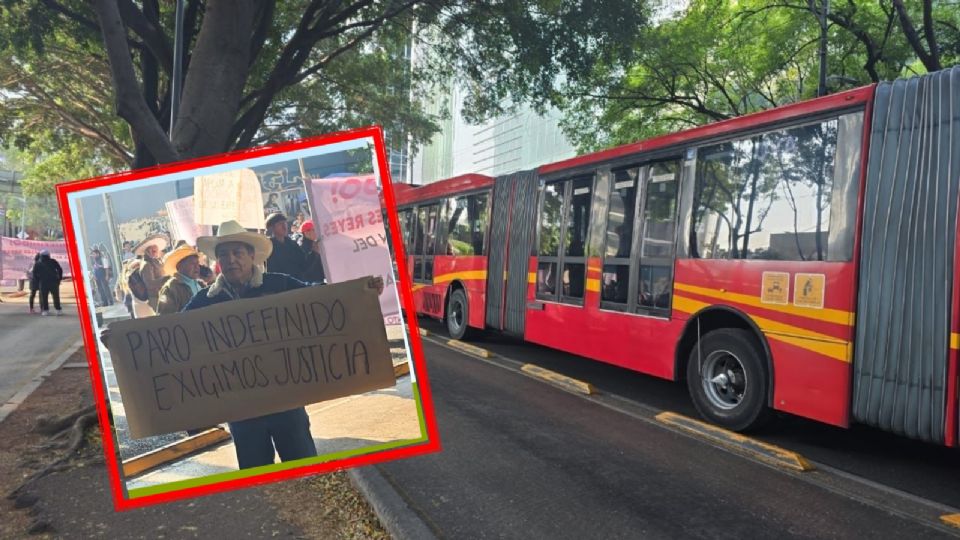 Los inconformes también bloquean el avance del Metrobús en los dos sentidos de la avenida Insurgentes.