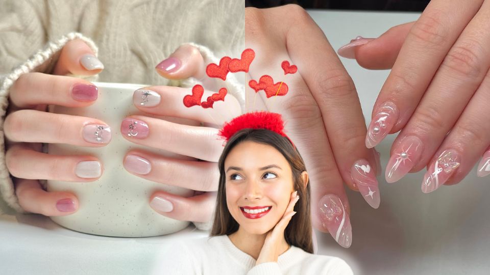 Los diseños de uñas estilo coreano, con tonos como rosa, rojo y nude, son perfectos para celebrar el Día de San Valentín con elegancia y frescura.



