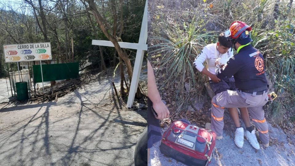 Protección Civil de Nuevo León acudió al rescate de la persona lesionada tras caer en el Cerro de la Silla, en el municipio de Guadalupe.