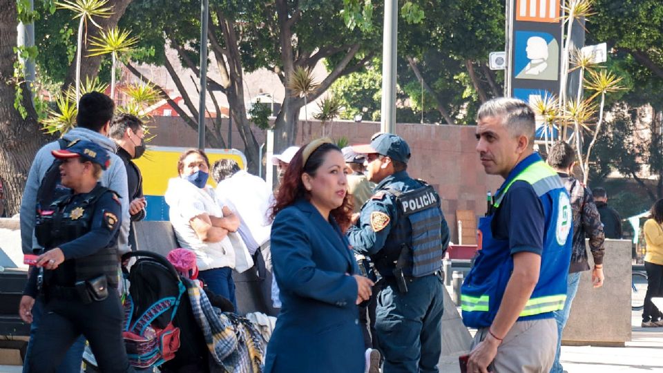 Policía en el Metro Hidalgo.