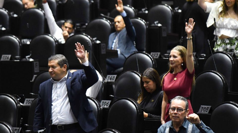 Votación del grupo parlamentario de Morena, durante la sesión ordinaria de la Cámara de Diputados en la que se aprobó en lo general y particular la Ley Federal de Armas de Fuego y Explosivos