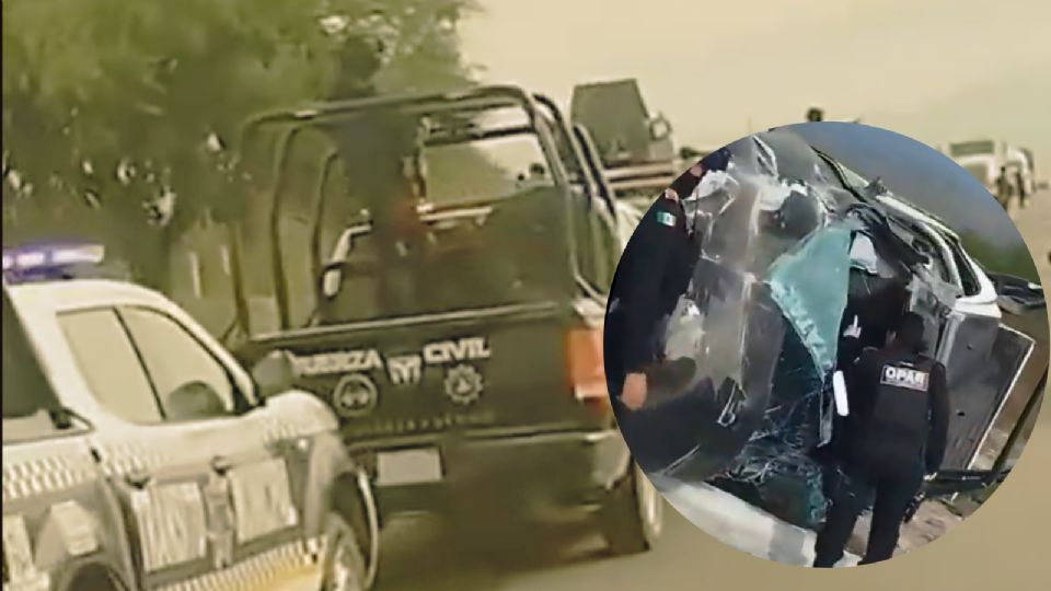 Unidades de Fuerza Civil y Policía de Dr. Arroyo acordonaron el tramo carretero donde se registró el accidente.