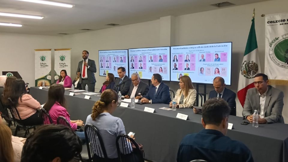 Aspirantes a magistraturas y juzgados presentaron sus propuestas ante la comunidad jurídica en Monterrey durante el 4to Conversatorio del Colegio de Abogados de Nuevo León.