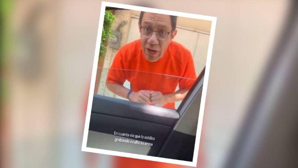 El individuo mostró su arma en los pantalones hasta que se dio cuenta que lo estaban grabando