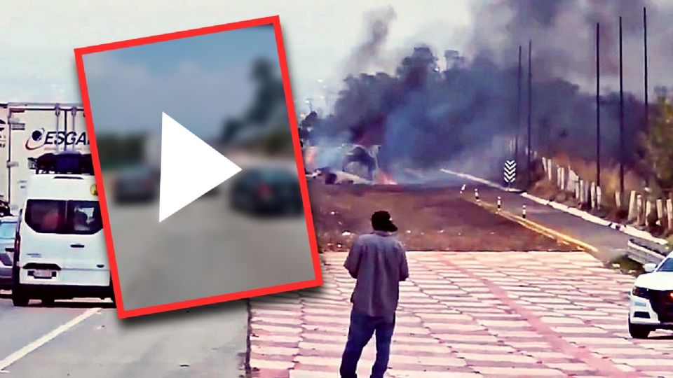 Incendio de pipa en la autopista México -Puebla.