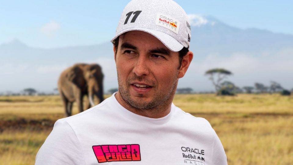 Checo Pérez y Carola Martínez en un safari africano, rodeados de la impresionante fauna salvaje.
