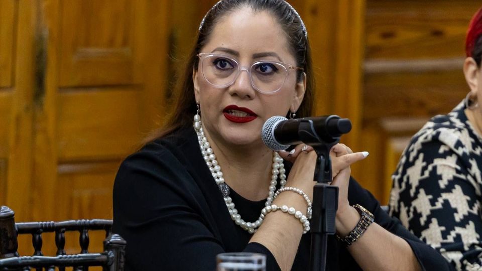 Olga Castro Ramírez, presidenta del Consejo Local del INE en Nuevo León, durante su participación en la Mesa de Seguridad previo a la elección del 1 de junio.