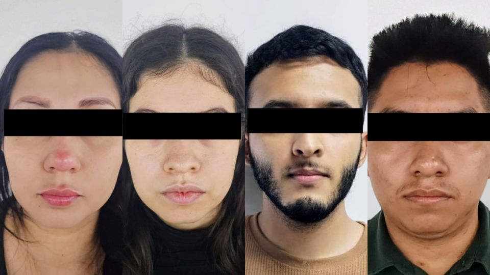 Los detenidos fueron identificados como Oscar “N” de 20 años, Emigdio “N” de 22, Diana “N” de 33 y Ángela “N” de 21.