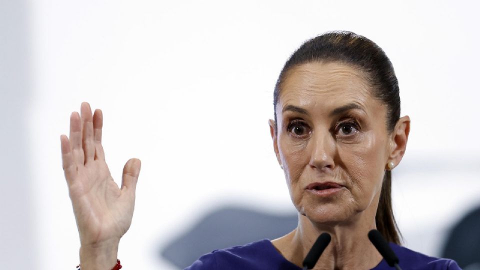 La presidenta de México, Claudia Sheinbaum, habla durante su rueda de prensa diaria este miércoles.