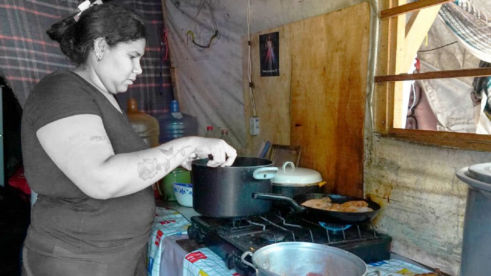 Campamento migrante en Vallejo.