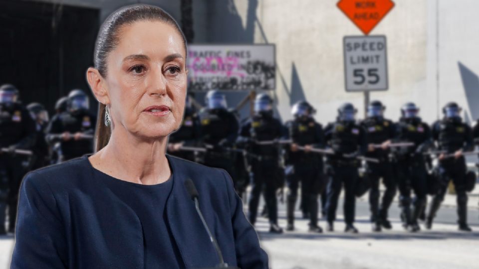 Kristi Noem, secretaria de Seguridad de EU, acusa a Claudia Sheinbaum de alentar las protestas en Los Ángeles.